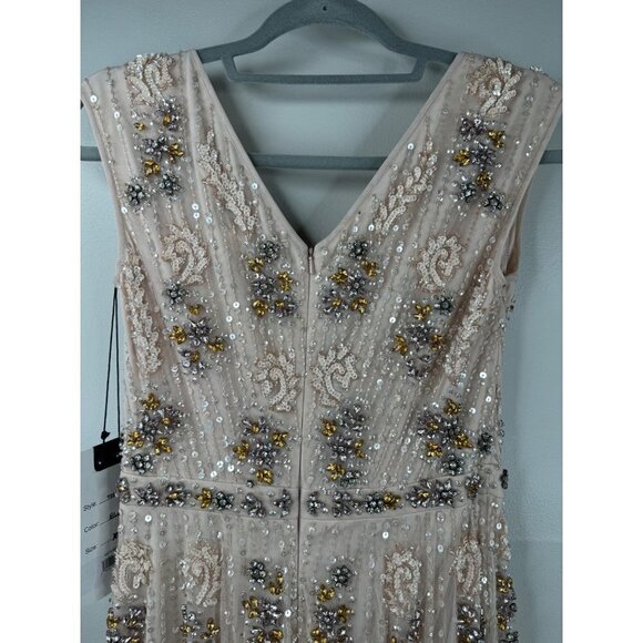 MAC DUGGAL 93575 Embellished Blush Wrap Over Sleeves A Line Gown Dress Size 2 - Picture 9 of 15